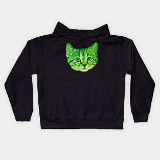 Kitty Face Green Kids Hoodie